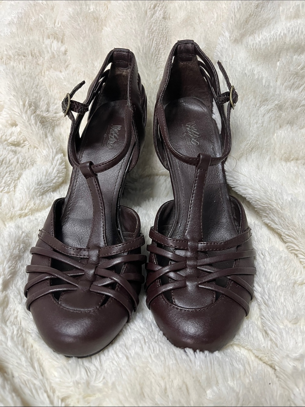Mossimo Supply Co. Dark Brown T-Strap Heeled Sandals